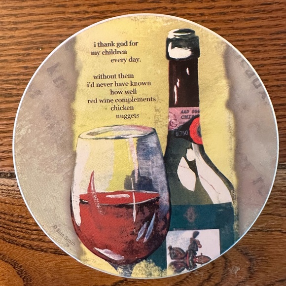 Set of 3 funny stone coasters with cork backing. Like new. - Picture 1 of 4